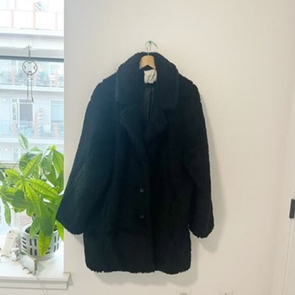 American Eagle Black Fuzzy Teddy Coat Size XXL - Picture 1 of 6